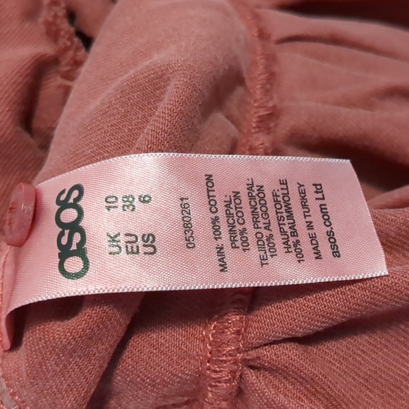 ASOS Denim Pleated Shirt in Washed Raspberry Red Size 10 - Picture 7 of 8